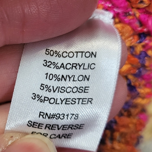 Chelsea & Theodore Confetti Knit V-Neck Oversized Sweater Orange Size M - Picture 7 of 7